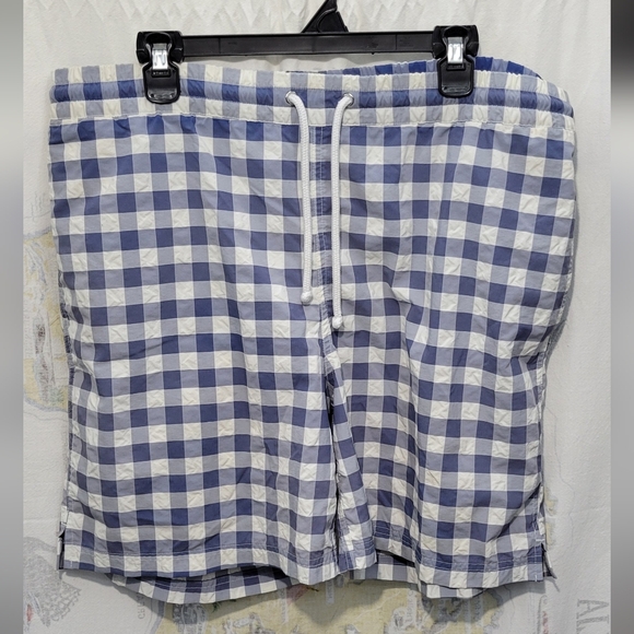 Tailorbyrd Blue and White Plaid Swim Shorts Size Large - Picture 1 of 4